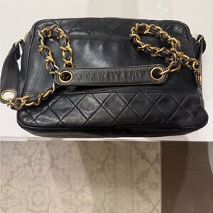 Authentic Chanel Black Quilted Camera bag